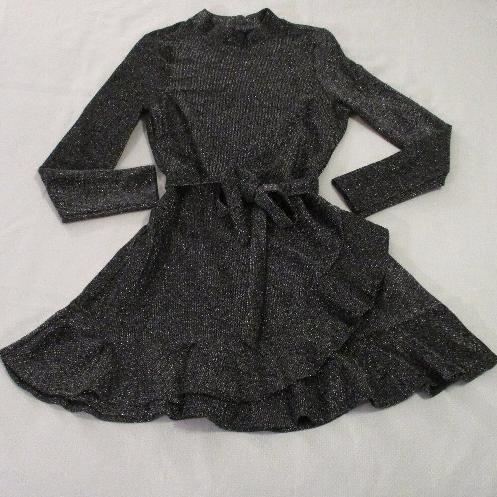 METALLIC BLACK SILVER SPARKLE DRESS – MIDI SIZE S